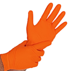 kLine Nitril Handschuh GRIP puderfrei 50 Stk/Pkg Gr. L Orange